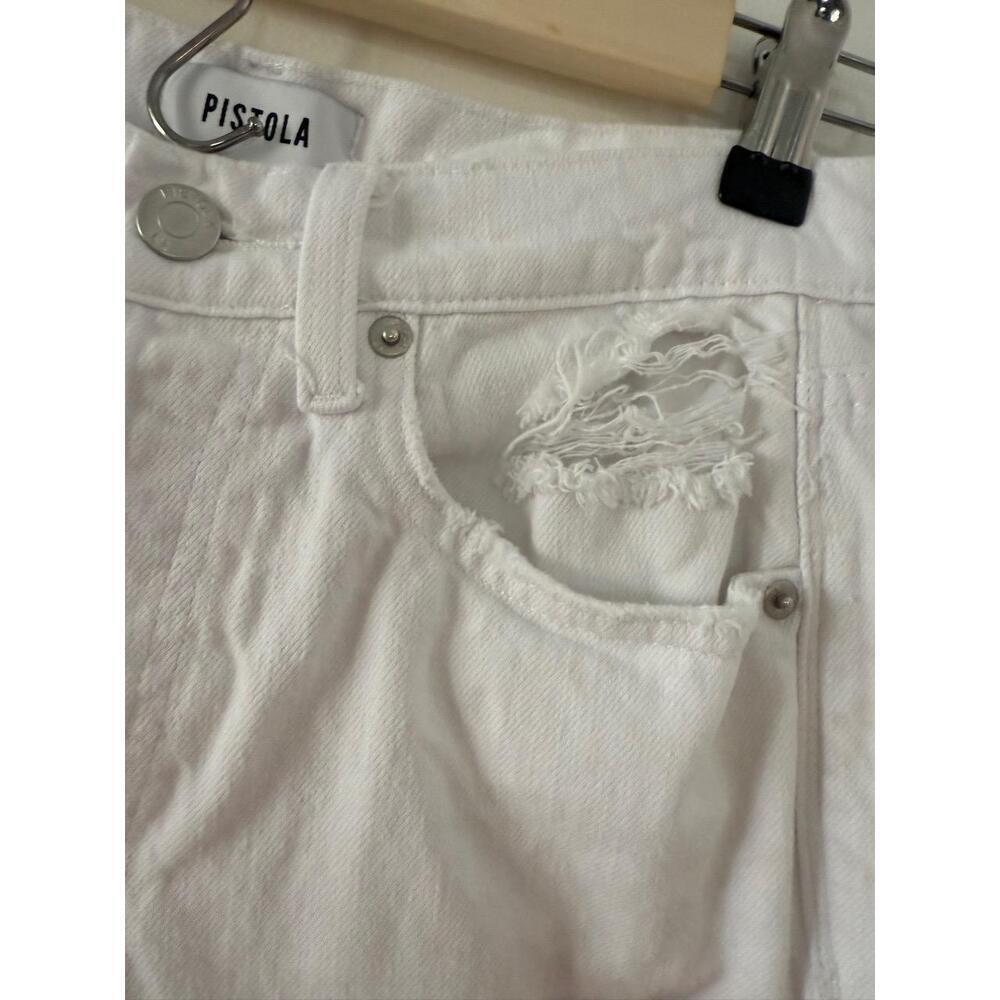 PISTOLA Womens Jeans Size 26 White High Rise Distressed Ripped Denim - Picture 8 of 10